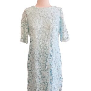 Sandra Darren Sz 6  Dress Short Sleeve Lace Mint Green luxury